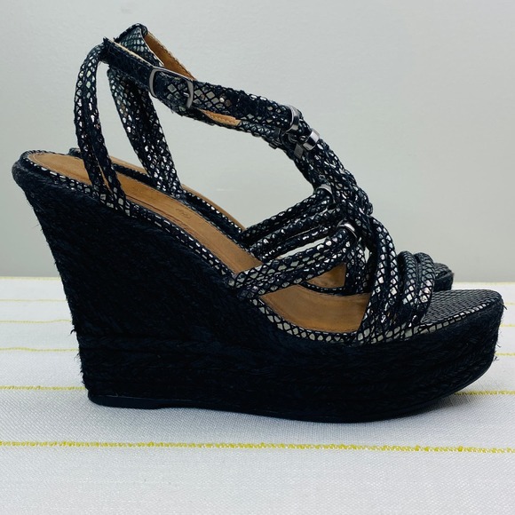 Adriana Barra Metallic Platform Espadrilles Womens 38 US 9 Made in Brazil Luxe - Picture 3 of 12